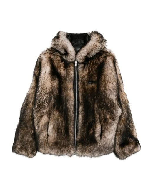 Amiri Brown Zip-Up Shearling Jacket for men