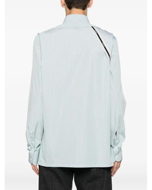 McQueen Blue Harness Striped Shirt for men