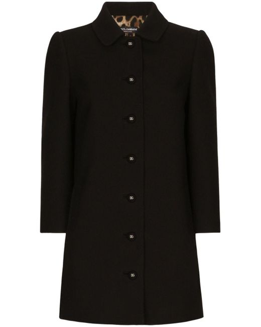 Dolce & Gabbana Black Kurzer Mantel Aus Wolle