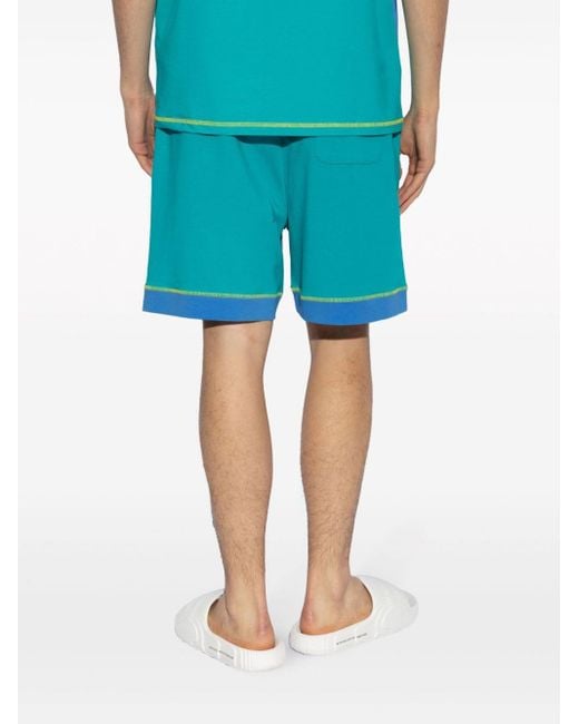 Moschino Blue Colour-blocked Cotton Beach Shorts for men