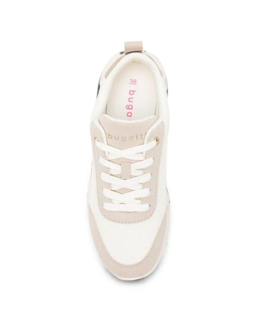 Bugatti White Logo-Patch Lace-Up Sneakers