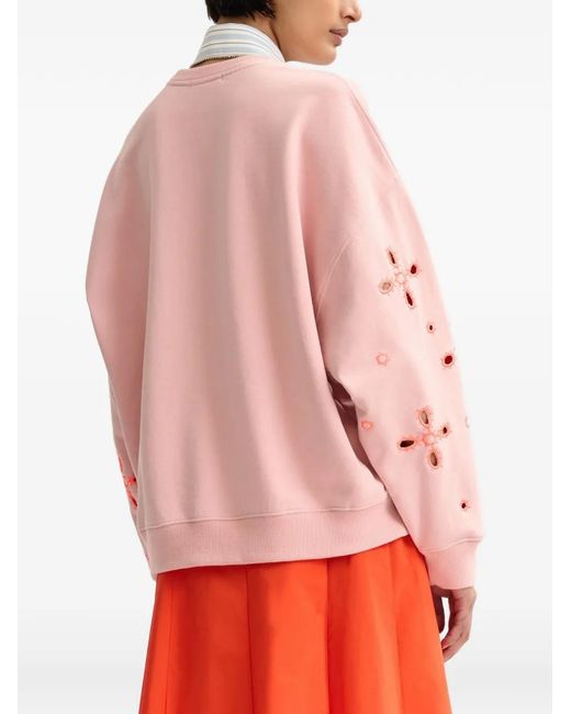 Essentiel Antwerp Pink Floral-Pattern Embroidered Sweatshirt