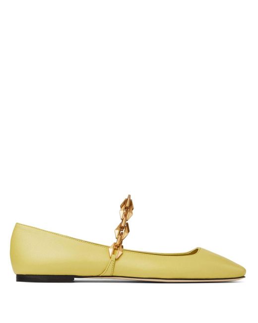 Jimmy Choo Yellow Diamond Tilda Leather Ballerina Shoes