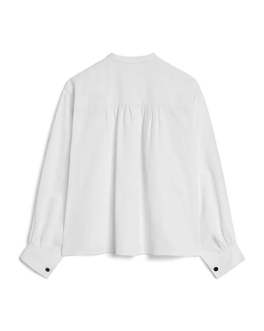 Jil Sander White Relaxed-Fit Linen Top With High Neckline