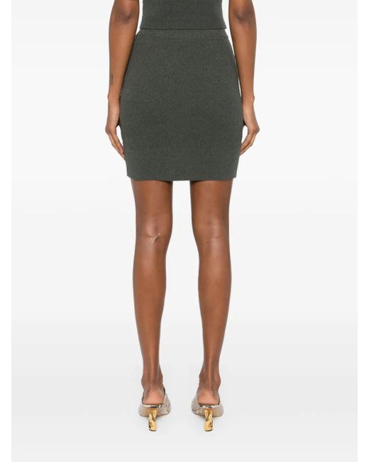 Nanushka Green Bouclé Zip-Up Miniskirt