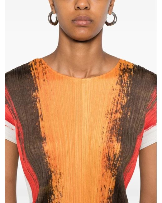 Haut Plissé À Rayures Pleats Please Issey Miyake en coloris Orange
