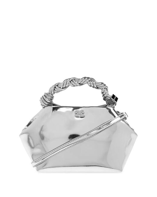 Ganni White Twisted-Handle Tote Bag