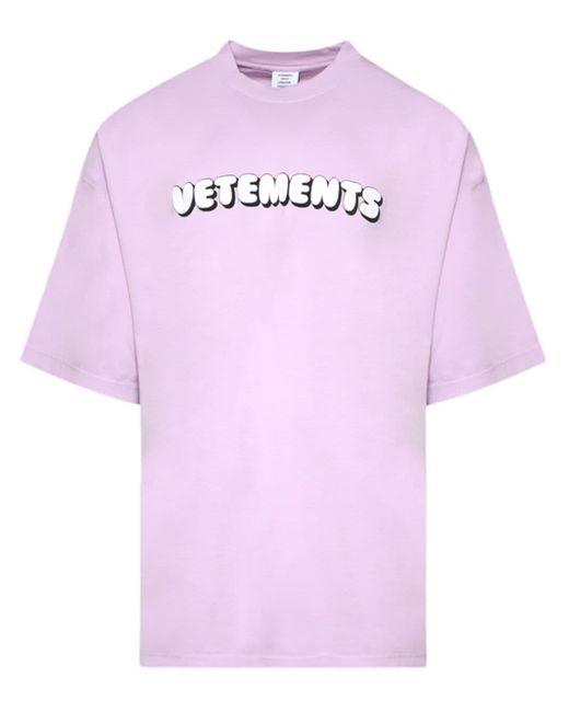 Vetements Pink Logo-print Cotton T-shirt for men