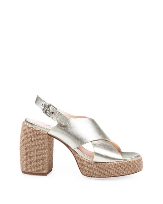 Agl Attilio Giusti Leombruni White Clio Metallic-Effect Platform Sandals