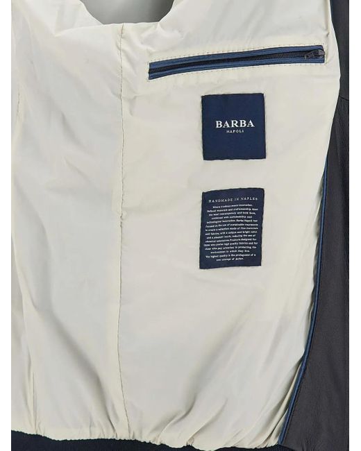 Barba Napoli Blue Leather Jacket for men