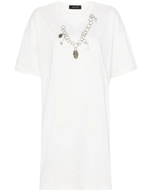 Fabiana Filippi White Graphic-Print T-Shirt Minidress