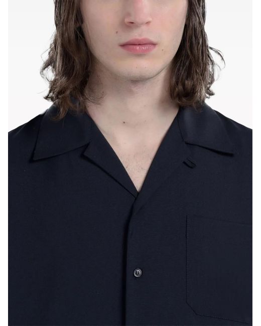 Marni Blue Tropical Wool Bowling Shirt for men
