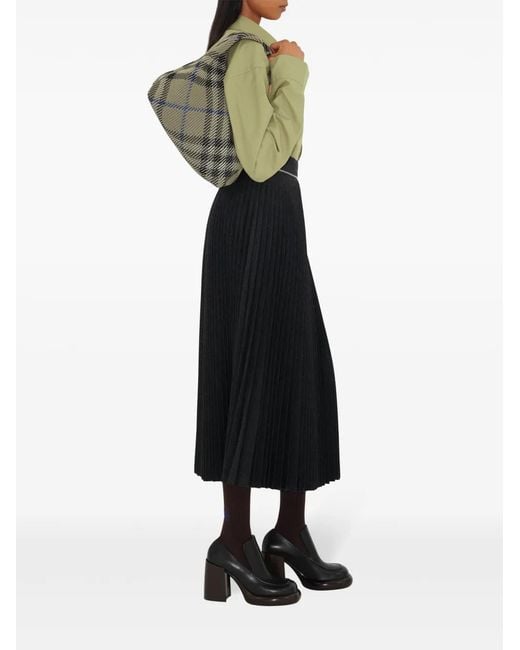 Burberry Gray Medium Peg Checked Tote Bag