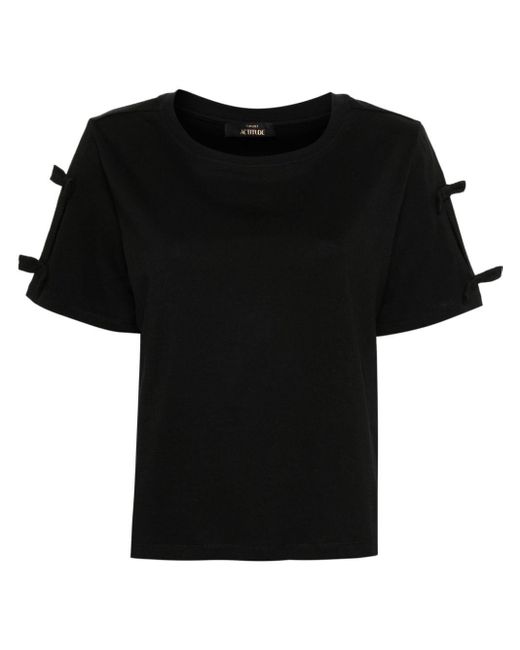 Twin Set Black Actitude Bow-detail T-shirt