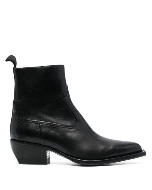 Golden Goose Deluxe Brand 50mm Pointed-toe Leather Boots in het Black