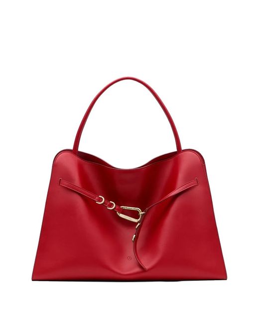 Francesco Biasia Red Leather Top-Handle Tote Bag