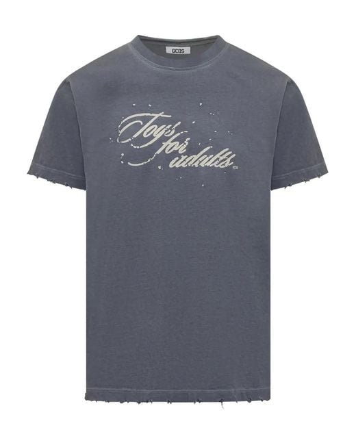 Gcds Gray Text-Print T-Shirt for men