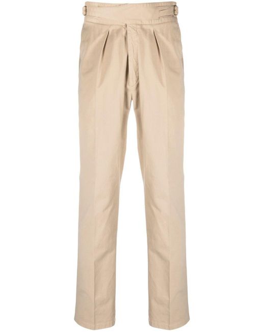 Polo Ralph Lauren Pleat-detail Pressed-crease Trousers in Natural for ...