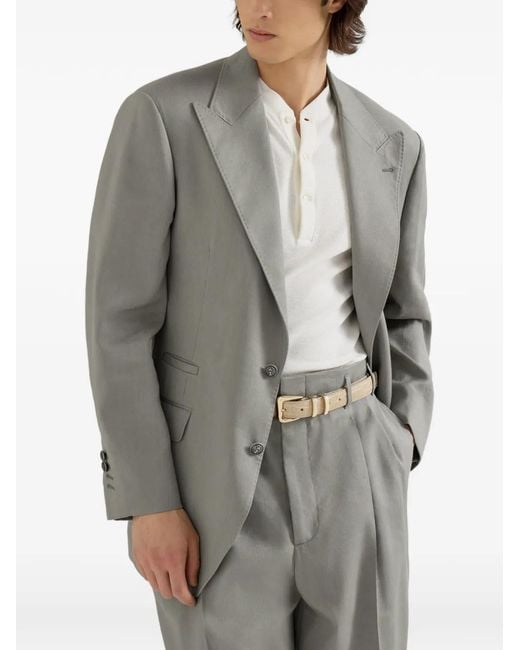 Brunello Cucinelli Gray Peak-Lapel Blazer for men