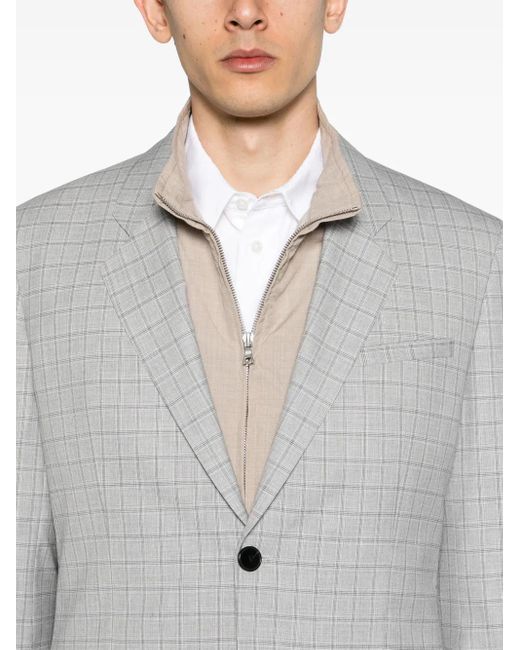 HUGO Blue Plaid-Check Single-Breasted Blazer for men
