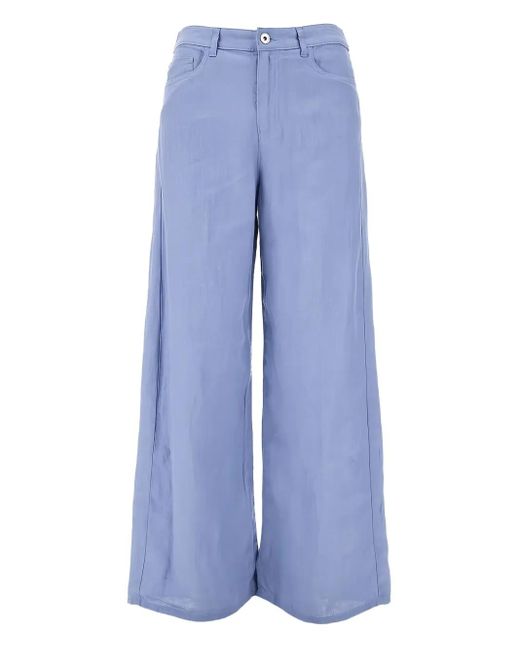 Emporio Armani Linen Trousers in Blue | Lyst