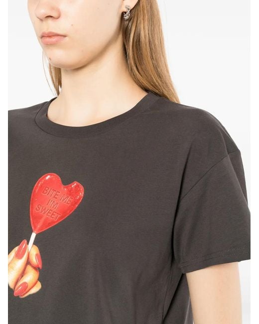 Melt Black T-Shirt Crop À Imprimé Graphique