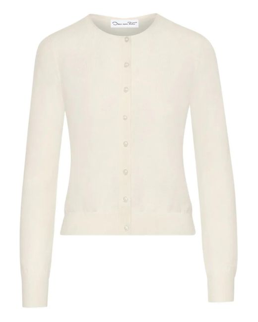 Oscar de la Renta White Button-Front Cardigan