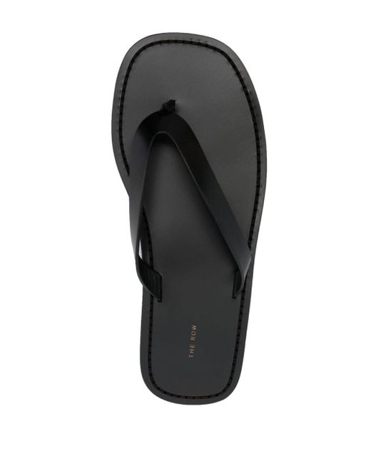 The Row Black Thong-strap Leather Flip Flops
