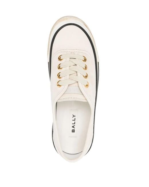 Bally White Faded Suede Low-Top Sneakers