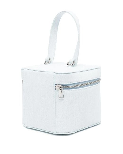 Coperni White Logo-Plaque Denim Tote Bag
