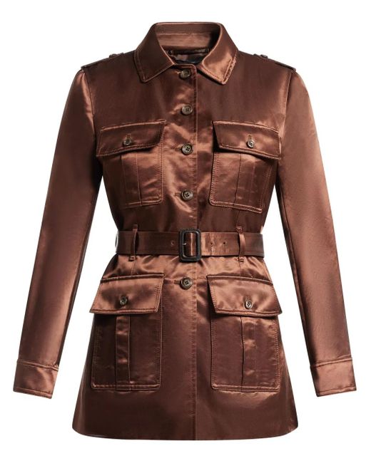 Chaqueta de satén con cinturón Tom Ford de color Brown