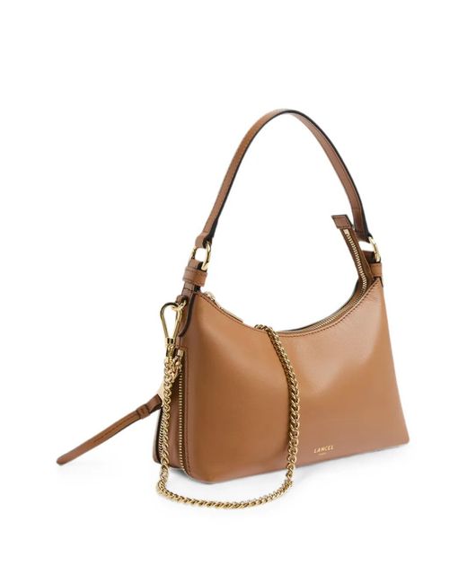 Lancel Brown Origami Leather Shoulder Bag