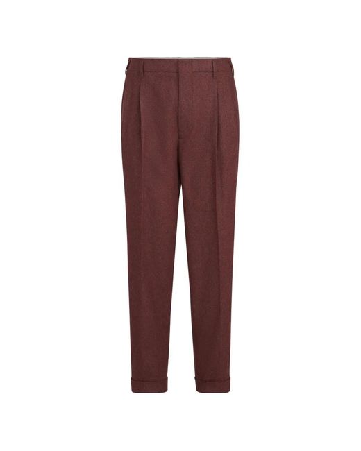 Brunello Cucinelli Purple Virgin Wool And Cashmere Flannel Trousers With Double Pleats for men