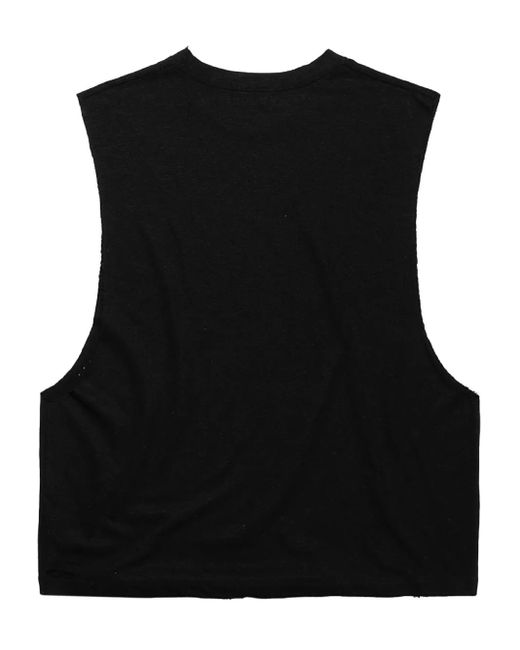 Mainless Black Sleeveless Distressed T-Shirt
