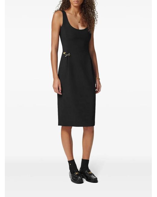 Versace Black Safety Pin Midi Dress