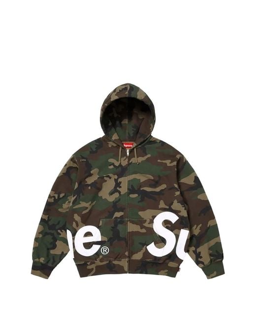 Supreme Green Camouflage-Pattern Hoodie for men