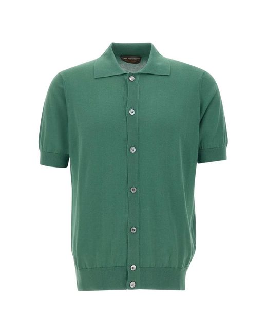 FILIPPO DE LAURENTIIS Green Short-Sleeve Cotton Shirt for men