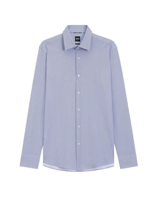 Boss Blue Geometric-Print Slim-Fit Shirt for men