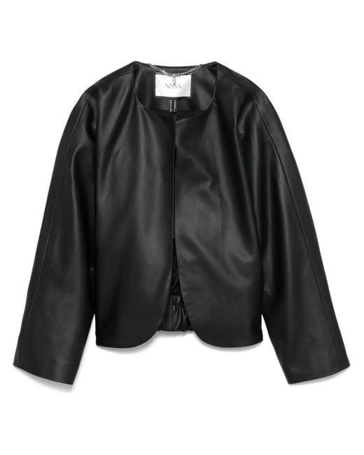 Nissa Black Faux-Leather Jacket
