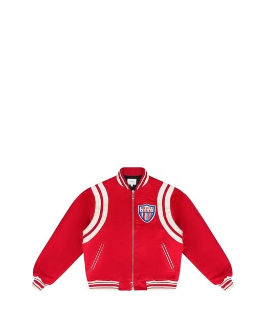 Rhude Red Satin Bomber Jacket for men