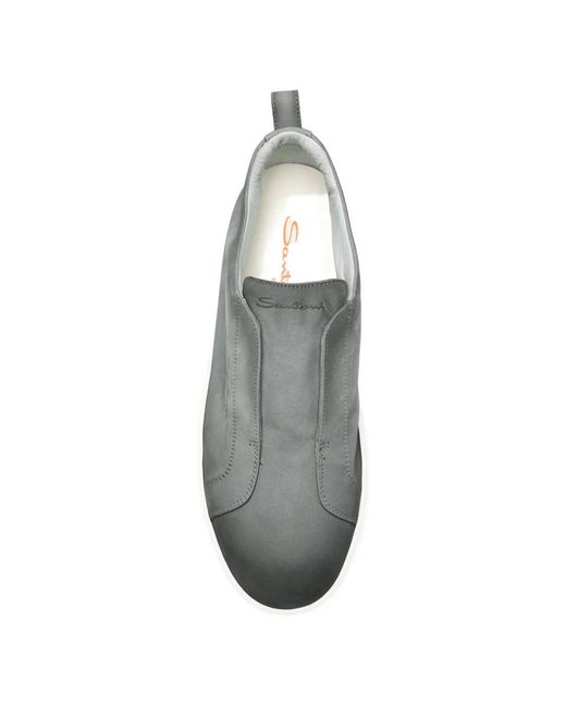 Santoni White Slip-On Leather Sneakers for men