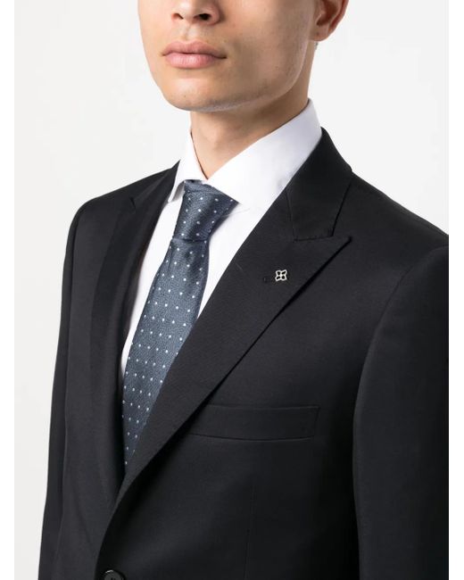 Tagliatore Black Single-Breasted Virgin Wool Suit for men