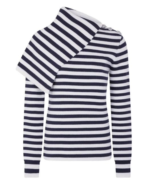 Rabanne Blue Asymmetrical Striped Sweater