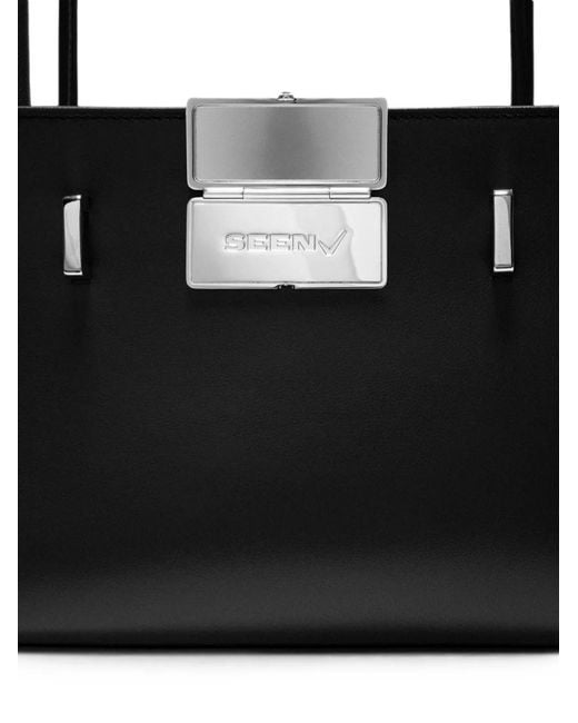 SEEN USERS Black Sac Porté Épaule Aura En Cuir
