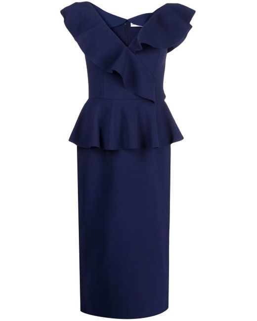 Robe Mi-Longue Grace À Volants Rebecca Vallance en coloris Blue