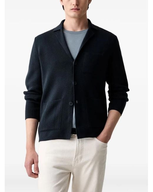 Marc O' Polo Black Patch-Pocket Button-Up Cardigan for men