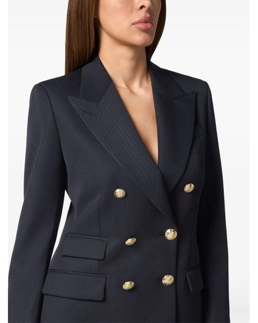 Philipp Plein Blue Marine-Fit Wool Blazer