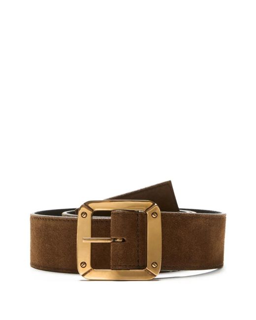 Acne Brown Square-Buckle Leather Belt
