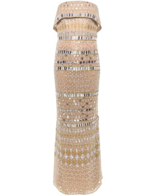 Elie Saab ビーズトリム ストラップレス ドレス Natural