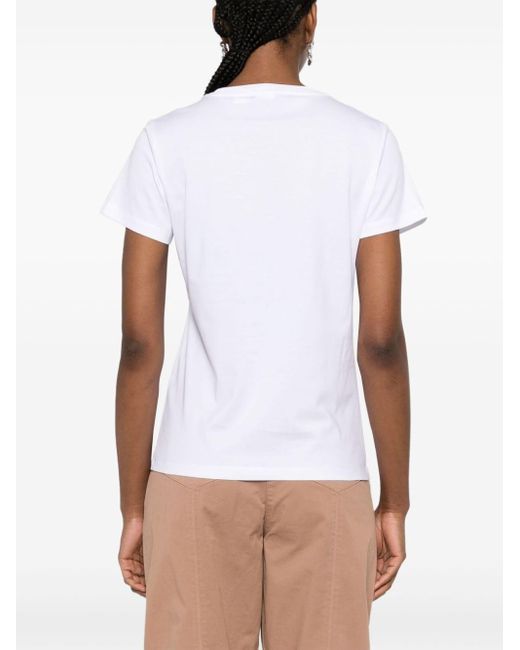 Pinko White Logo-print Cotton T-shirt
